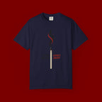 Matchstick Graphic Tee — "Time Never" Minimalist Smoky Design