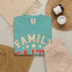 Family Faith Friends T-Shirt — Patriotic American Flag Tee
