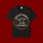 God Is My Strength T-Shirt — Christian Faith Anvil Graphic Tee