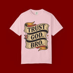 Trust God, Bro T-Shirt — Retro Ribbon Faith Tee