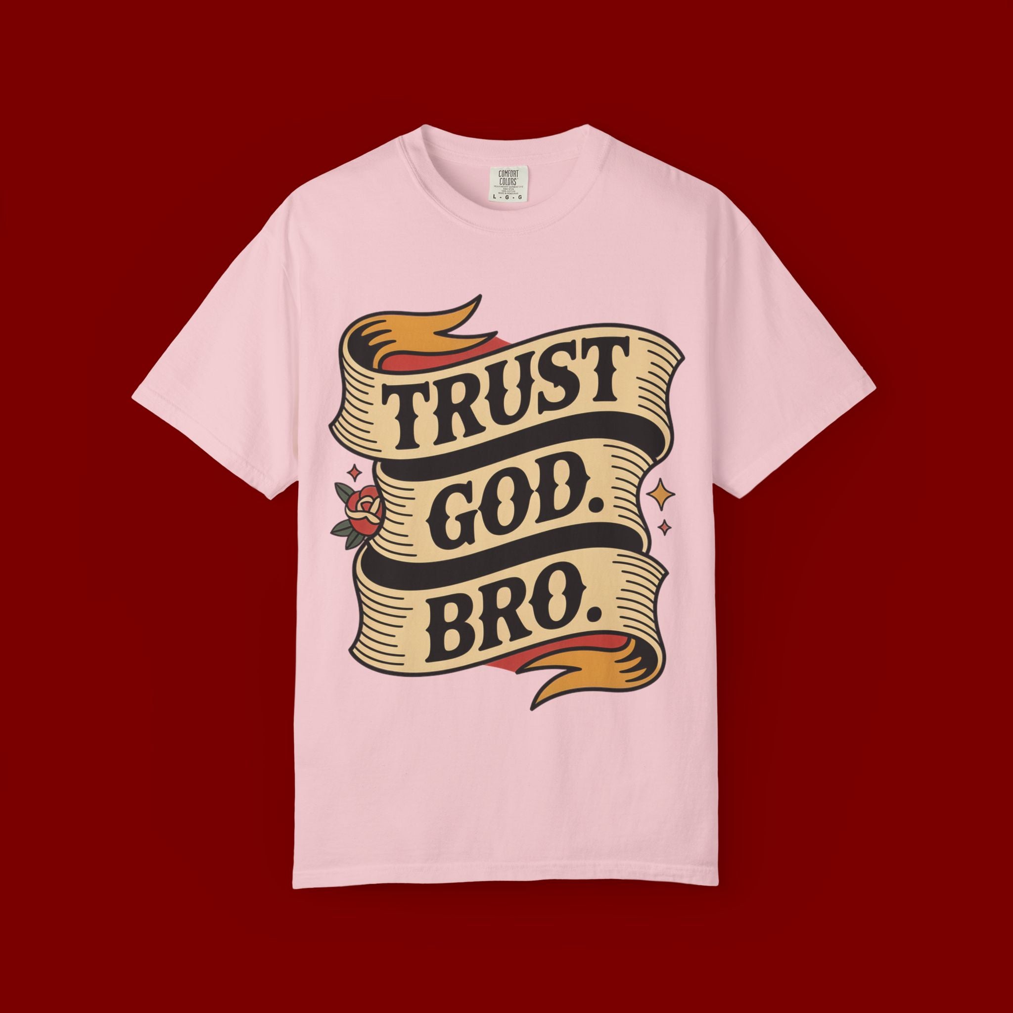 Trust God, Bro T-Shirt — Retro Ribbon Faith Tee