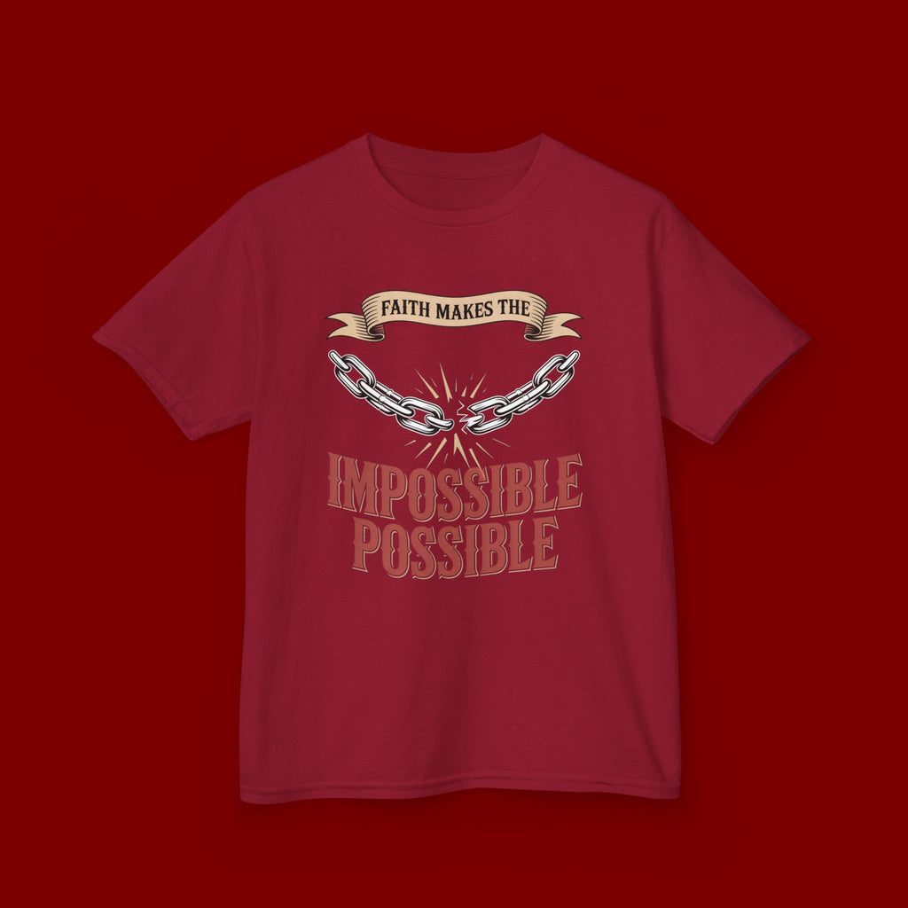 Kids Tee — "Faith Makes the Impossible Possible" Inspirational Graphic