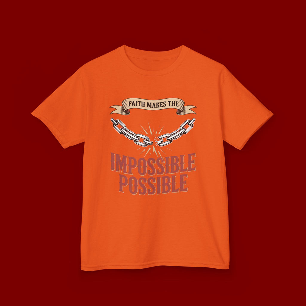 Kids Tee — "Faith Makes the Impossible Possible" Inspirational Graphic