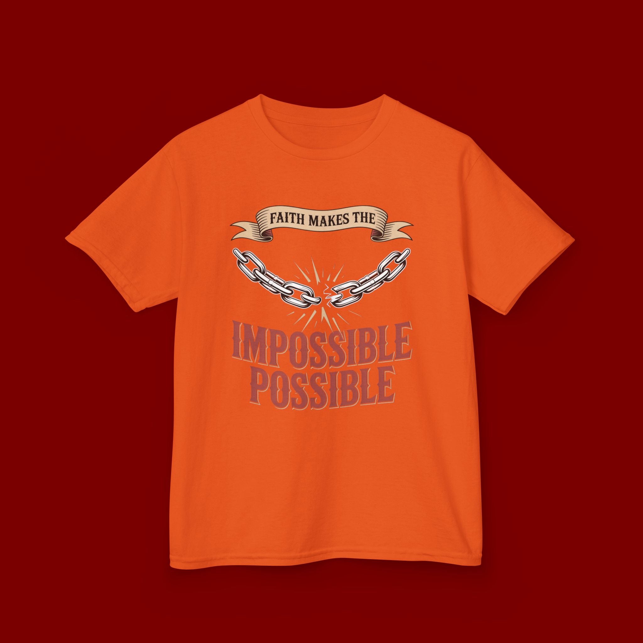 Kids Tee — "Faith Makes the Impossible Possible" Inspirational Graphic