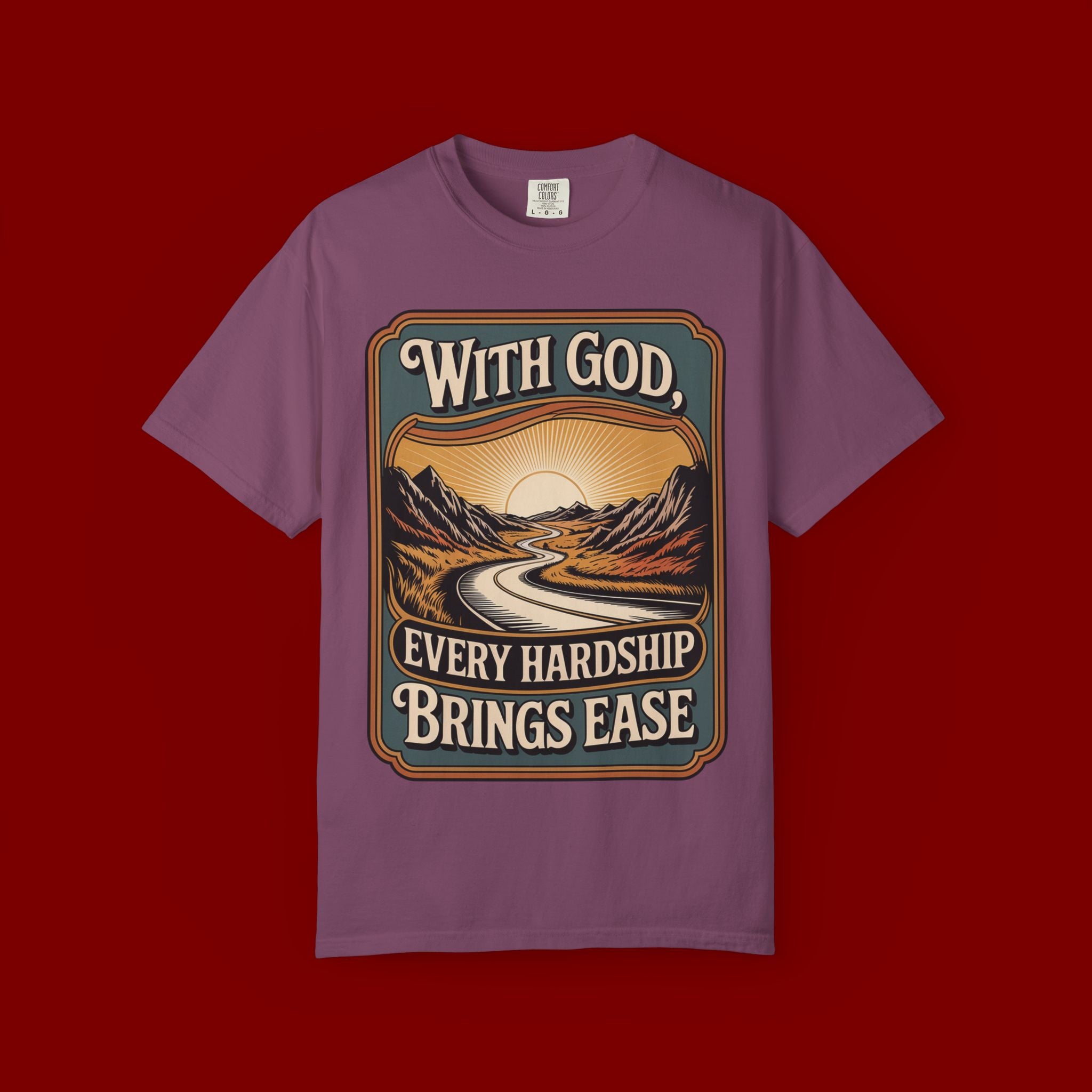 Inspirational Graphic T-Shirt — "With God, Every Hardship Brings Ease"