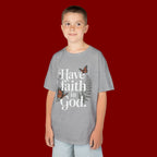 Kids Tee — "Have Faith in God" Floral Christian Youth T‑Shirt