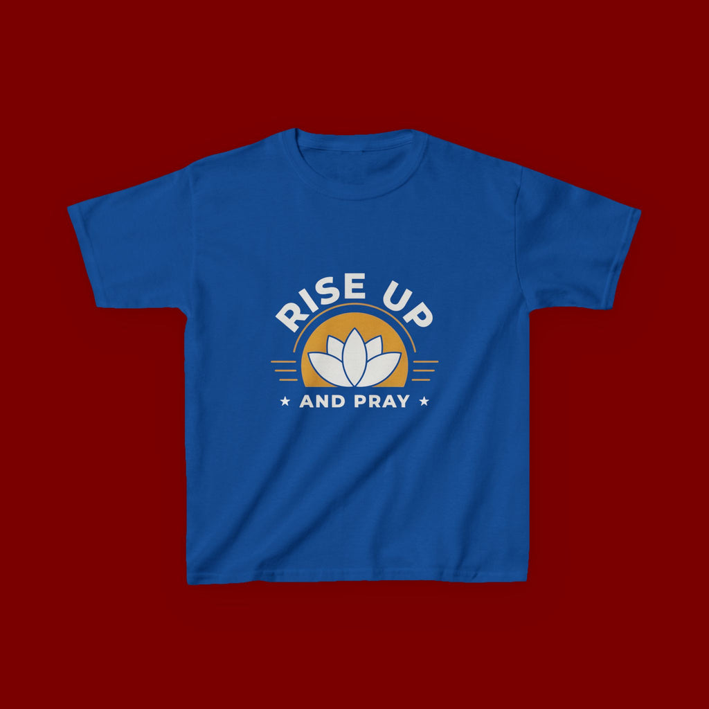 Kids T-Shirt - "Rise Up and Pray" Inspirational Christian Tee for Children
