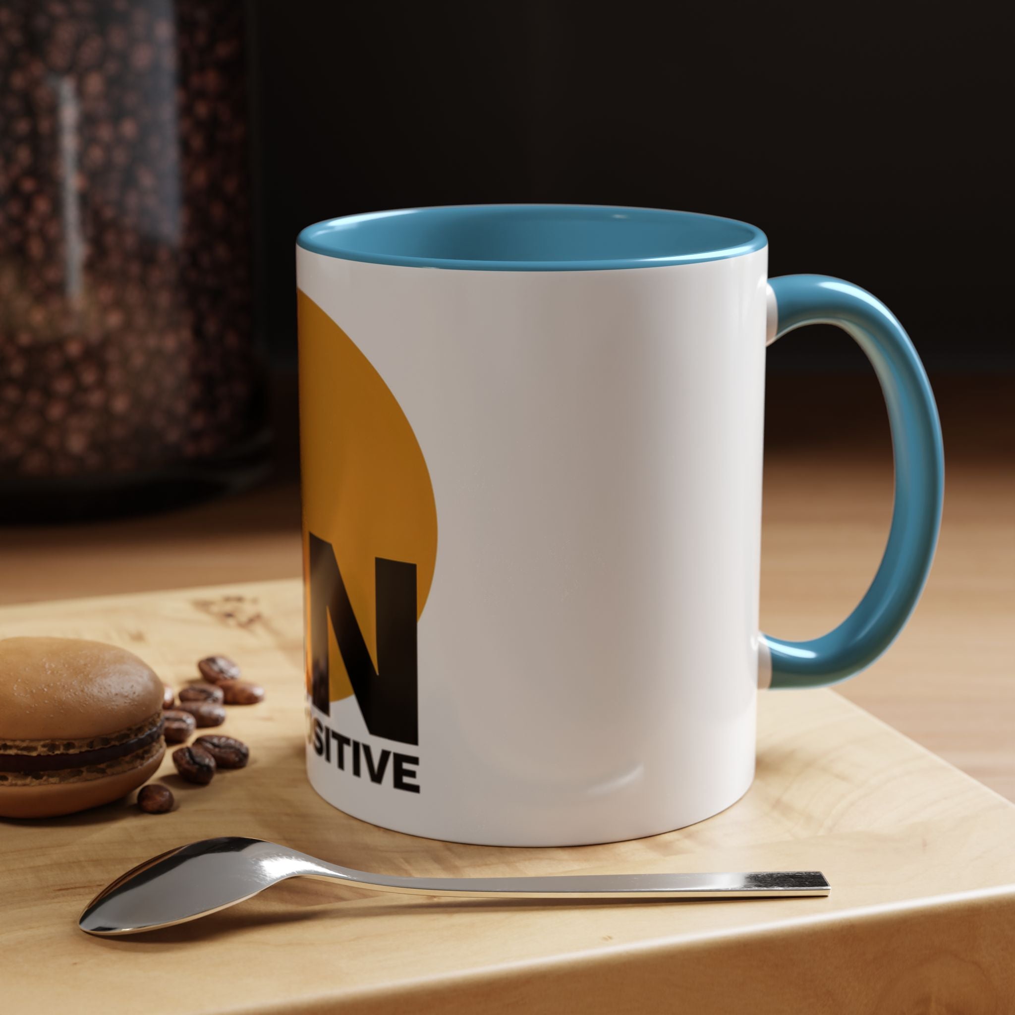 Accent Coffee Mug — "Focus On The Positive" Motivational Mug