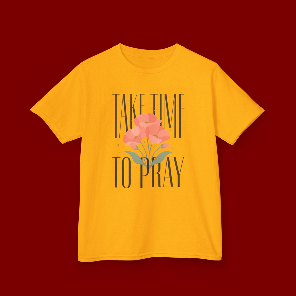 Kids Tee — "Take Time to Pray" Floral Christian Shirt
