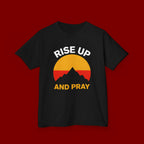 Kids Tee — "Rise Up and Pray" Mountain Sunrise Faith T‑Shirt