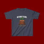 Return to God Kids T-Shirt – Tree Stump with Sprout, “It’s Never Too Late” Inspirational Youth Tee