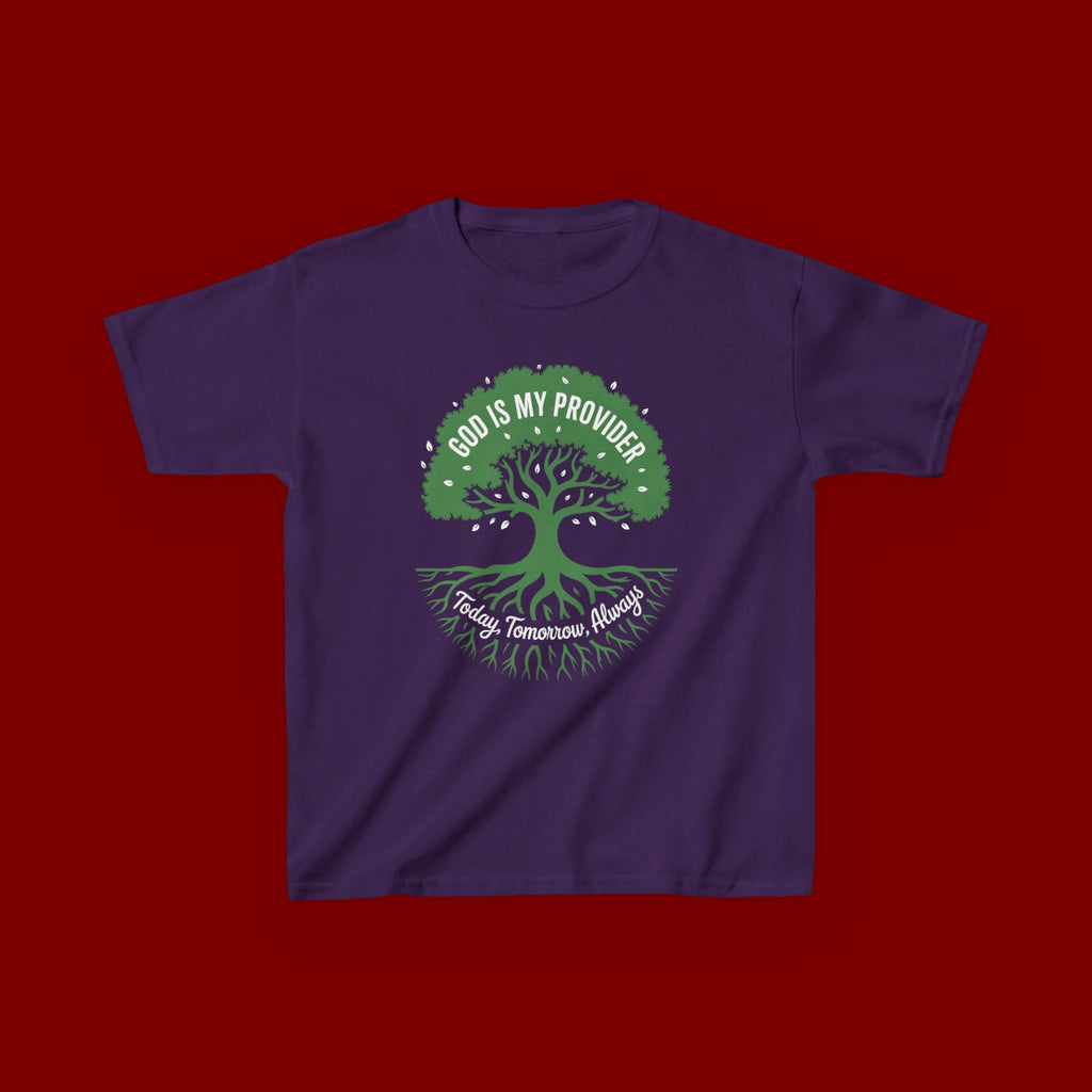 Kids Tee — "God Is My Provider" Tree of Faith Christian Shirt
