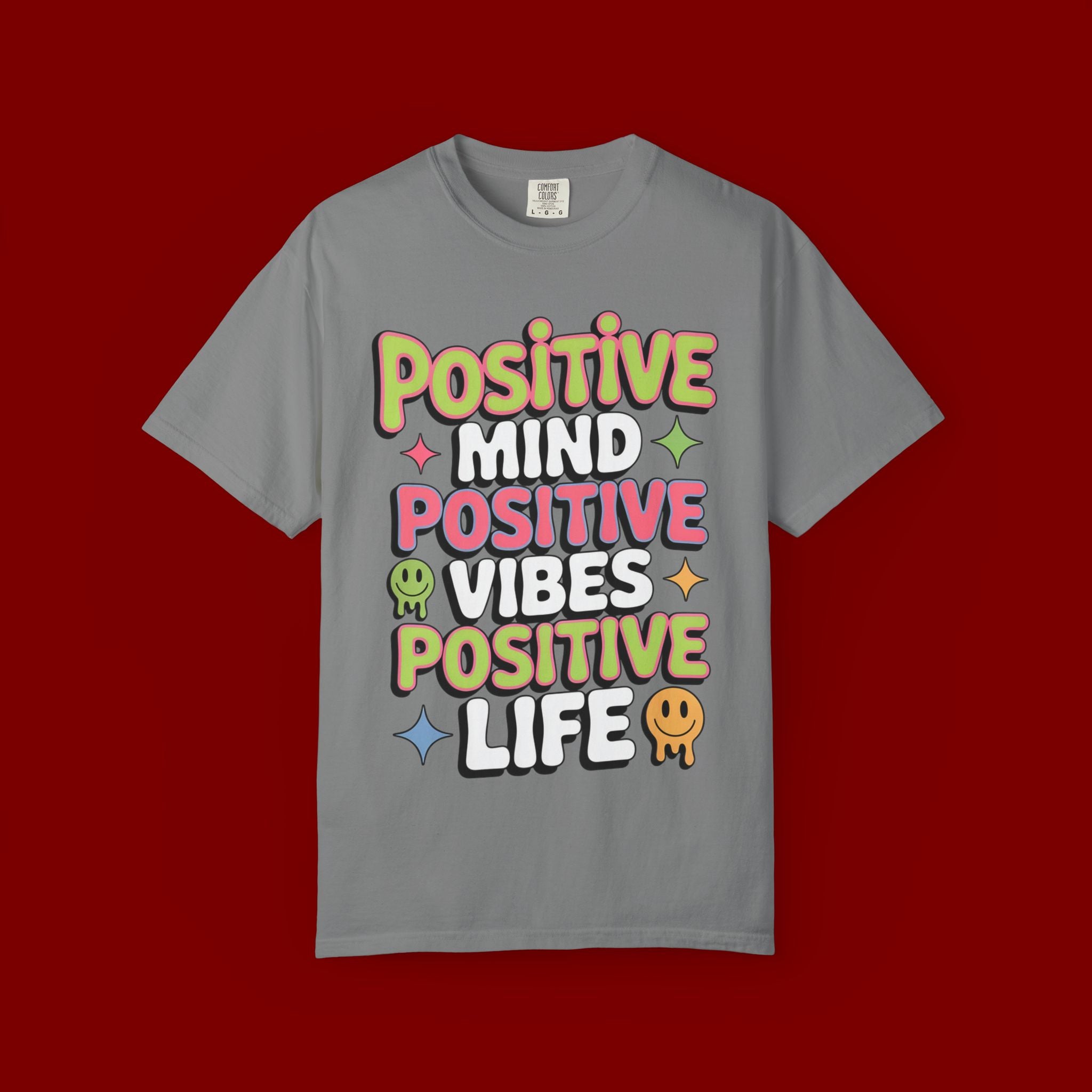 Positive Mind Positive Vibes Positive Life T-Shirt — Retro Smile Graphic Tee