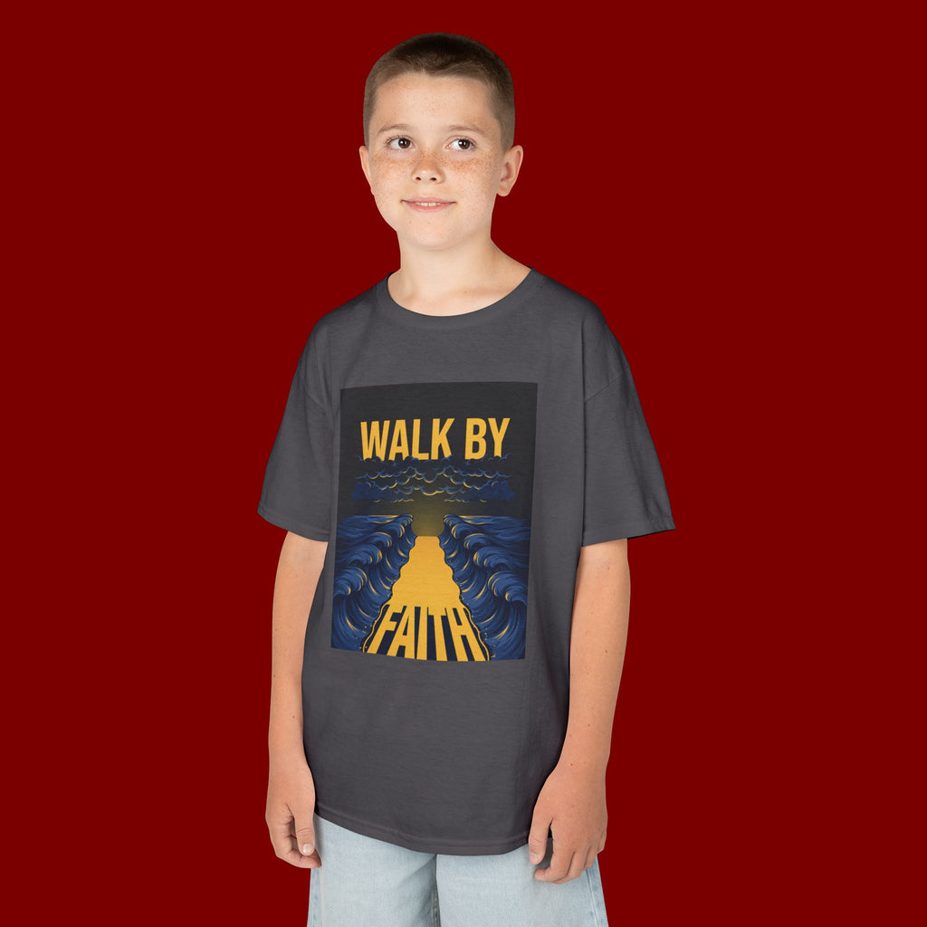 Kids T‑Shirt — "Walk By Faith" Inspirational Graphic Tee for Children
