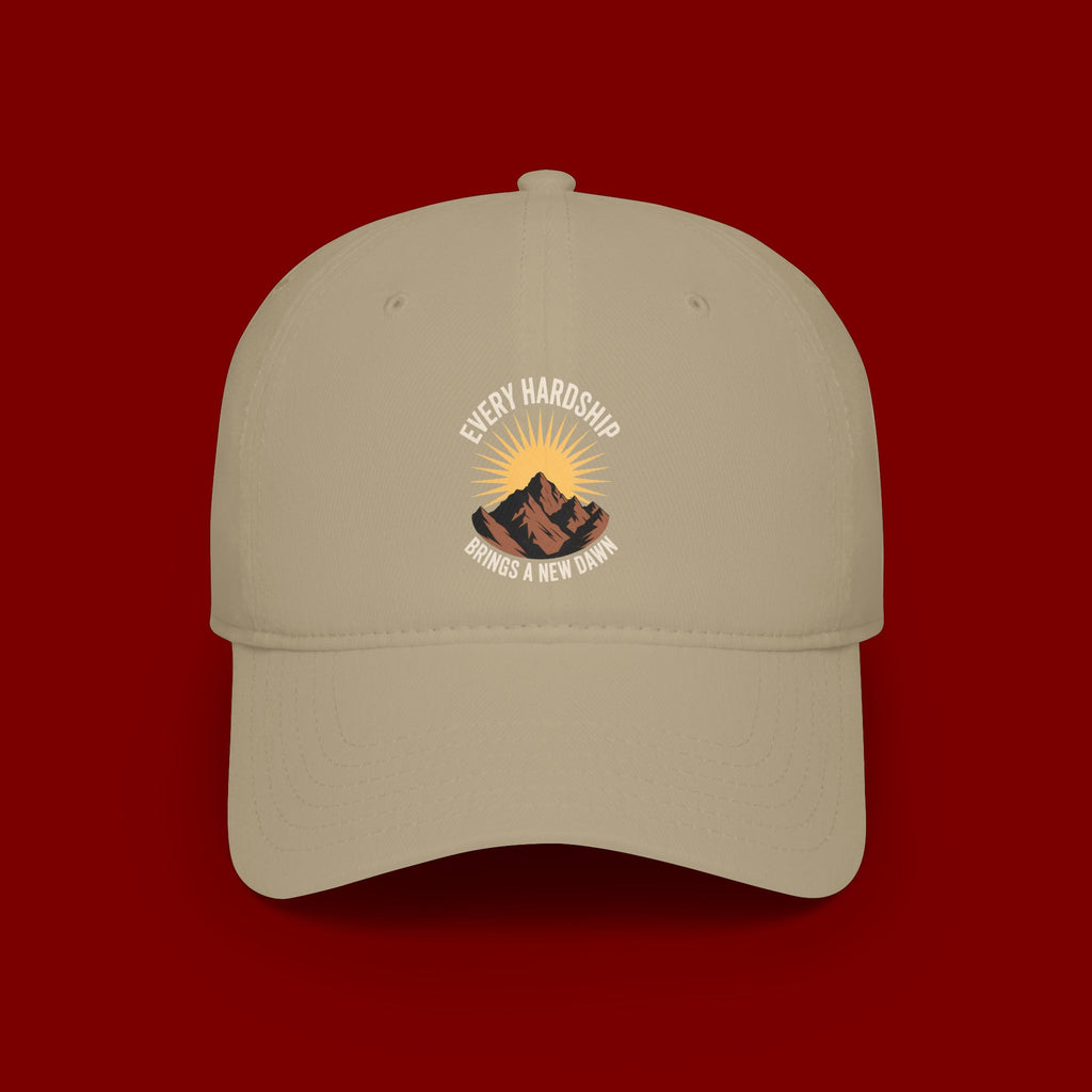 Low Profile Baseball Cap — 'Every Hardship Brings a New Dawn' Sunrise Mountain Embroidered Hat