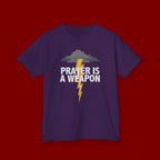 Kids Tee — "Prayer Is A Weapon" Lightning Graphic Christian Shirt