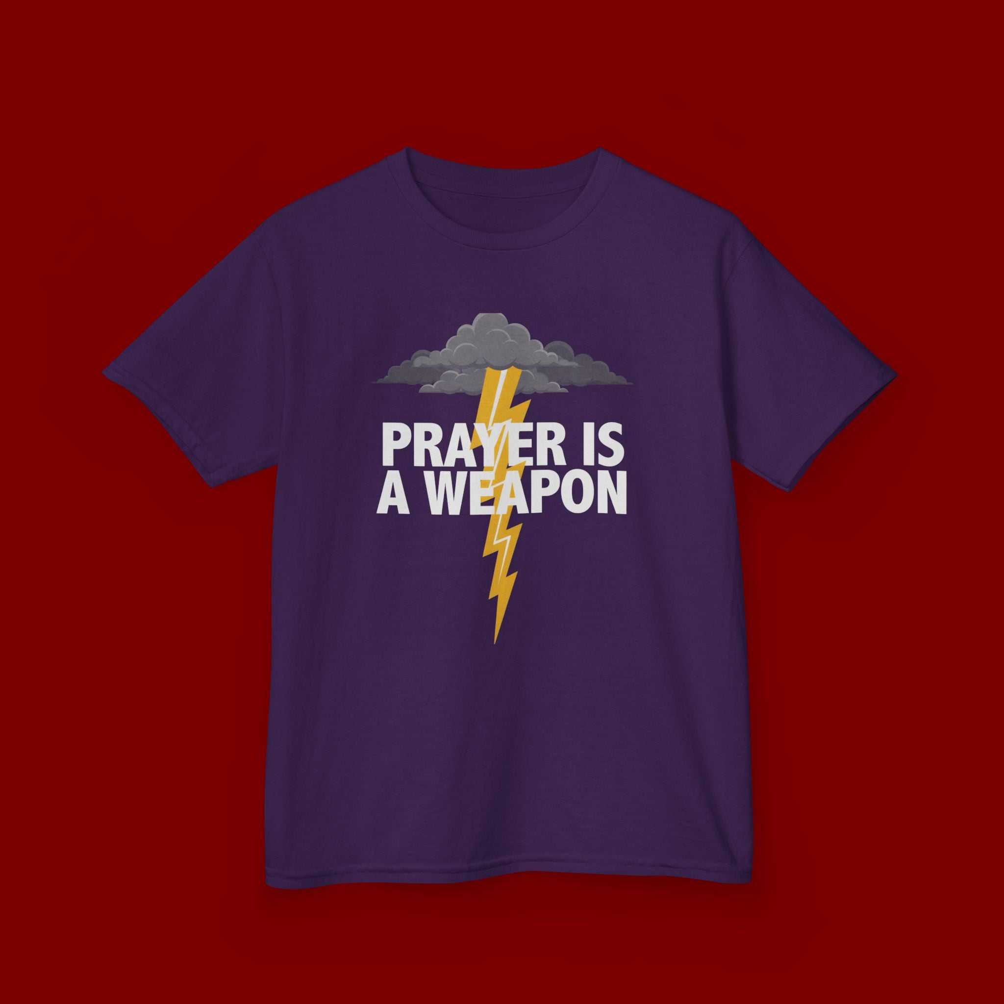 Kids Tee — "Prayer Is A Weapon" Lightning Graphic Christian Shirt