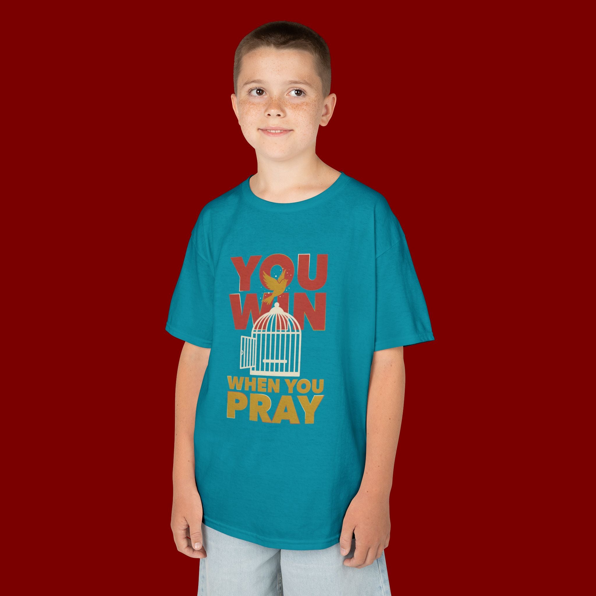 Kids Tee — "You Win When You Pray" Inspirational Christian Shirt