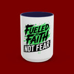 Accent Coffee Mug — "Fueled by Faith Not Fear" Inspirational Ceramic Mug (11/15 oz)