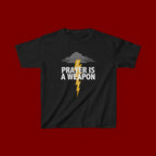 Kids Tee — "Prayer Is A Weapon" Lightning Graphic Christian Shirt