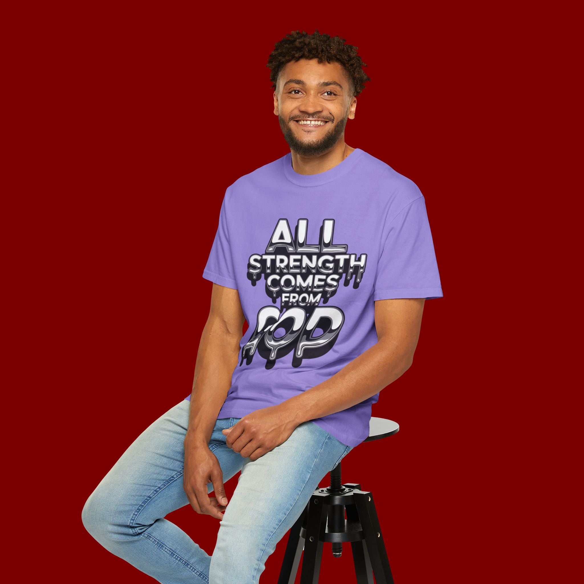 All Strength Comes From God T-Shirt — Christian Faith Graphic Tee