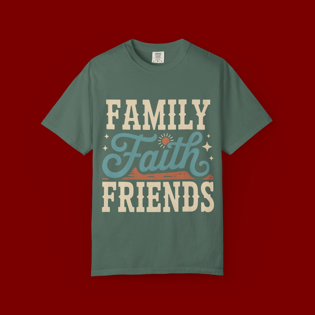 Family Faith Friends T-Shirt — Retro Christian Inspirational Tee