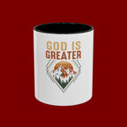 God Is Greater Mountain Coffee Mug — Inspirational Christian Accent Mug