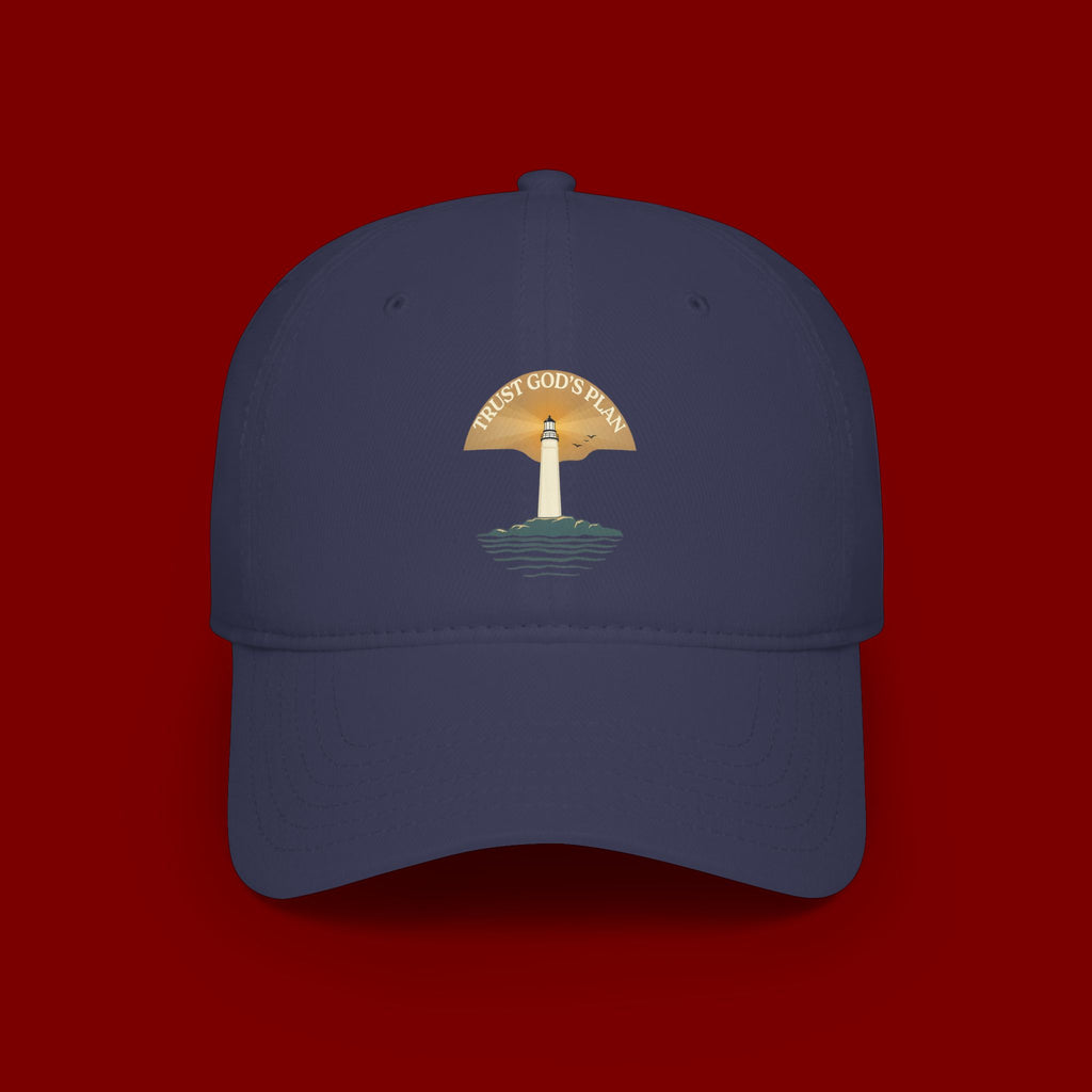Lighthouse Faith Baseball Cap — "Trust God's Plan" Embroidered Low-Profile Hat