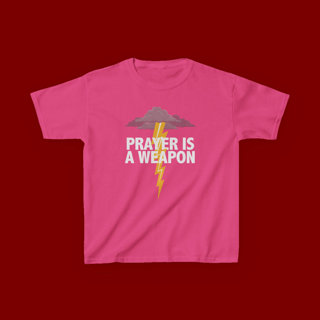 Kids Tee — "Prayer Is A Weapon" Lightning Graphic Christian Shirt