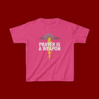 Kids Tee — "Prayer Is A Weapon" Lightning Graphic Christian Shirt