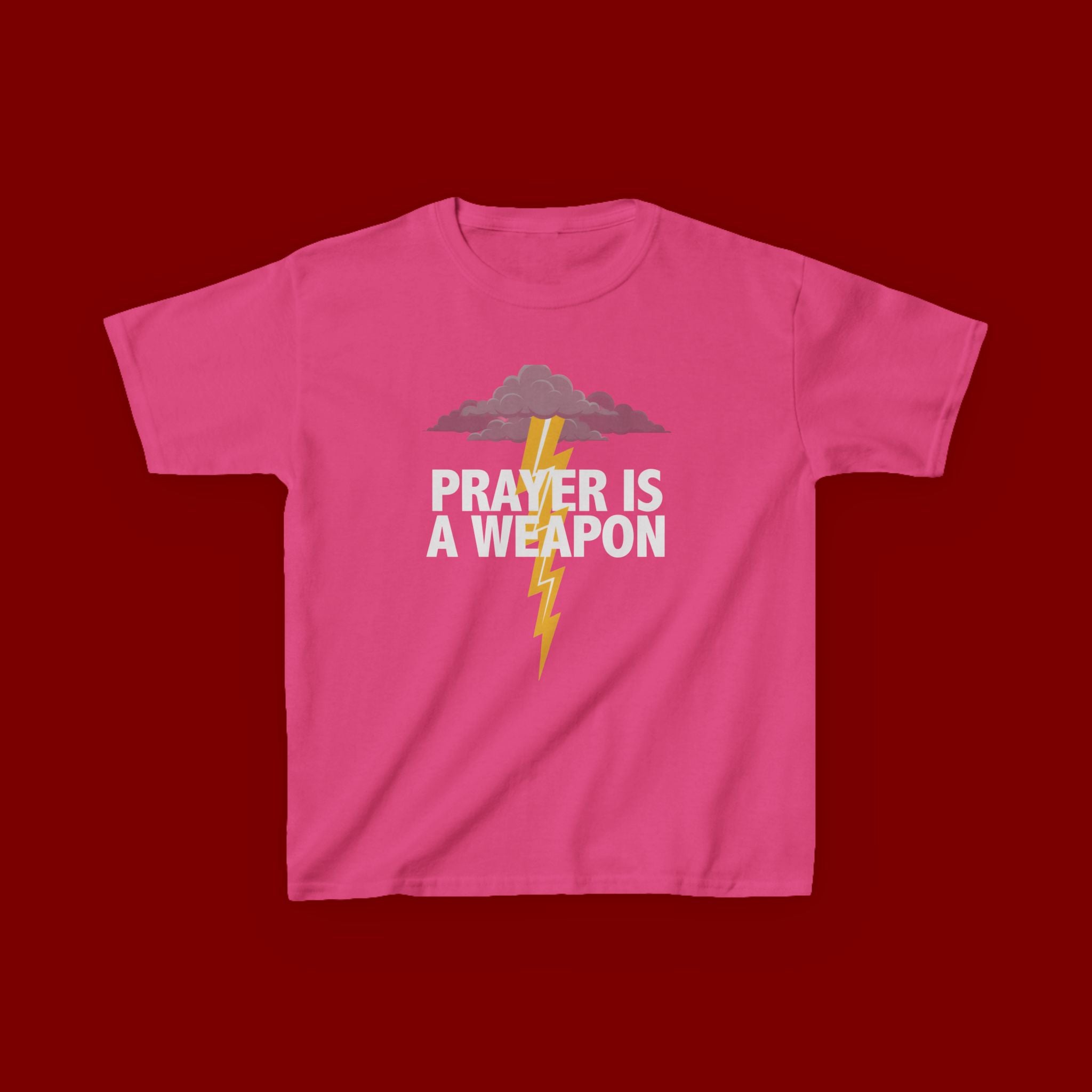 Kids Tee — "Prayer Is A Weapon" Lightning Graphic Christian Shirt