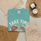 Take Time to Pray Pocket Watch T-Shirt — Faith-Based Floral Christian Tee
