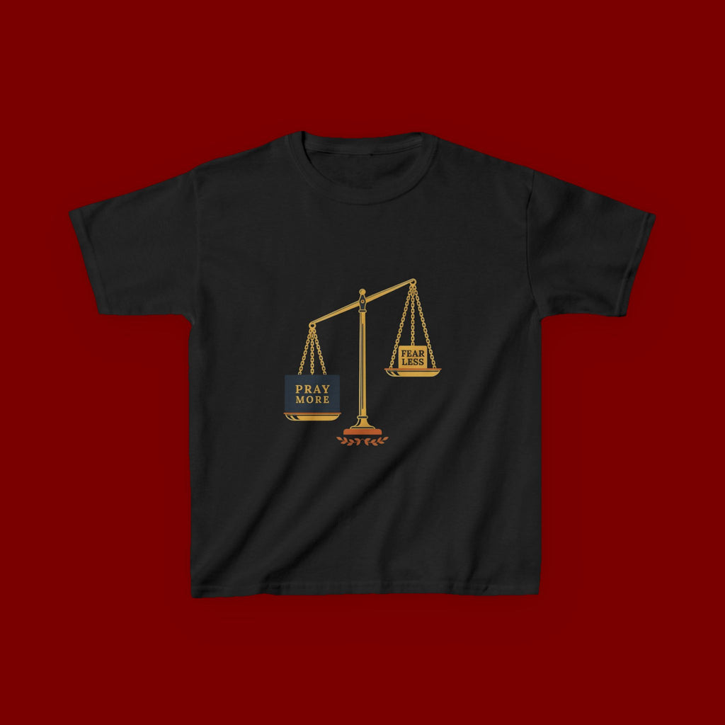 Kids Tee — Scales Design with 'Pray More' & 'Fear Less' Inspirational Graphic