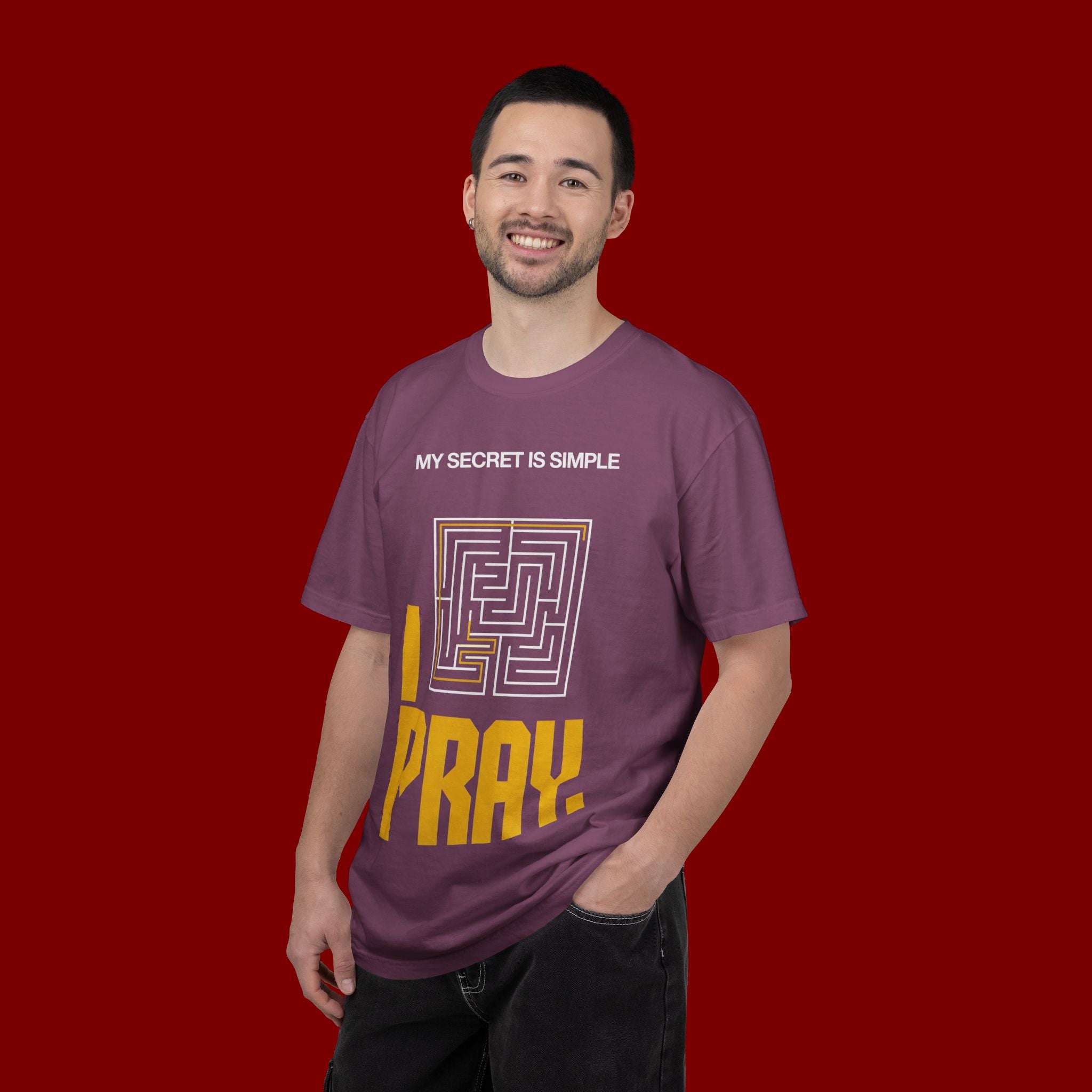 I Pray Maze T-Shirt — "My Secret Is Simple" Christian Faith Tee