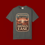 Scripture Comfort T-Shirt — "With God Every Hardship Brings Ease" Christian Faith Tee
