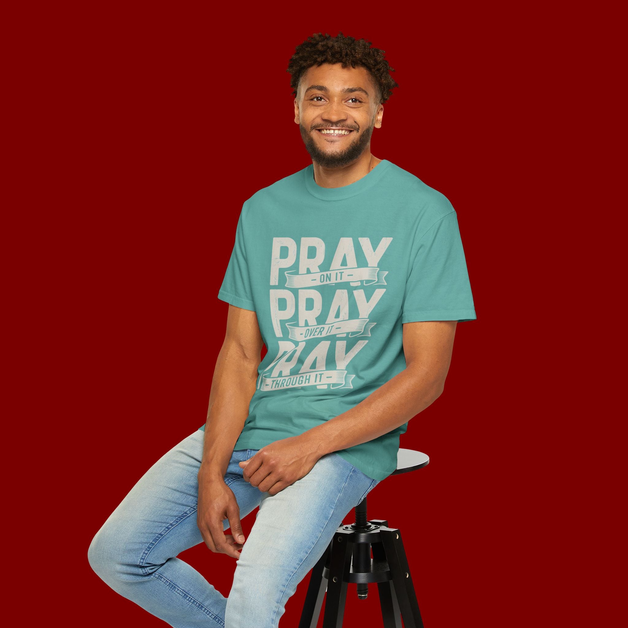Prayer T-Shirt — "Pray On It, Pray Over It, Pray Through It" Christian Tee