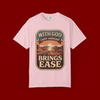 Scripture Comfort T-Shirt — "With God Every Hardship Brings Ease" Christian Faith Tee