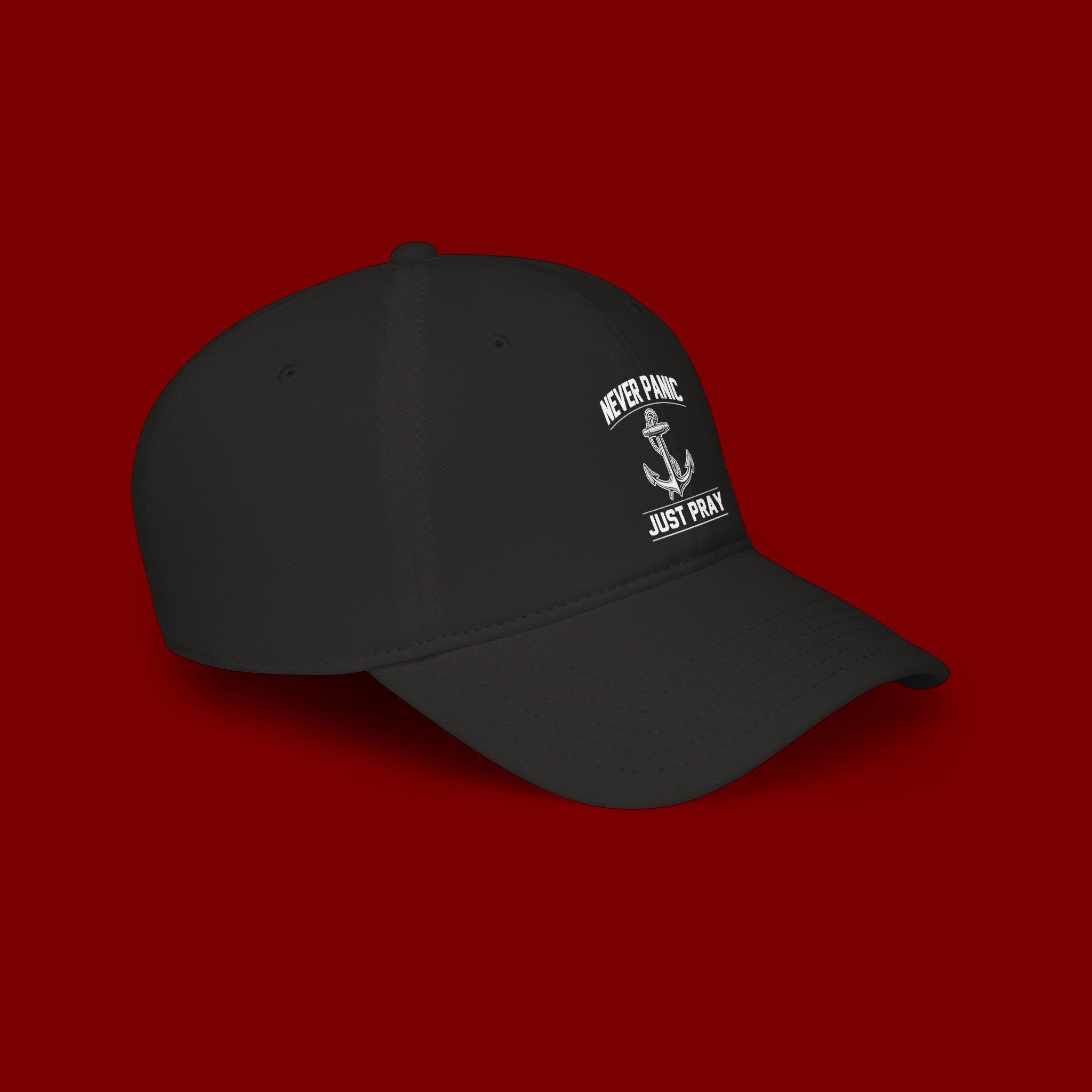 Never Panic Just Pray Anchor Baseball Cap — Faith-Inspired Low Profile Hat