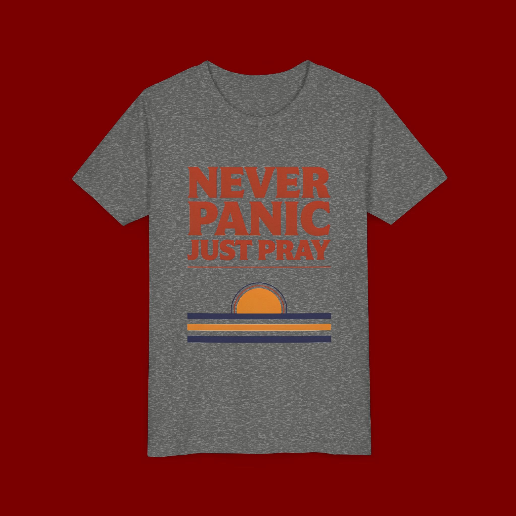 Youth Tee — "Never Panic Just Pray" Retro Sunset Kids T-Shirt