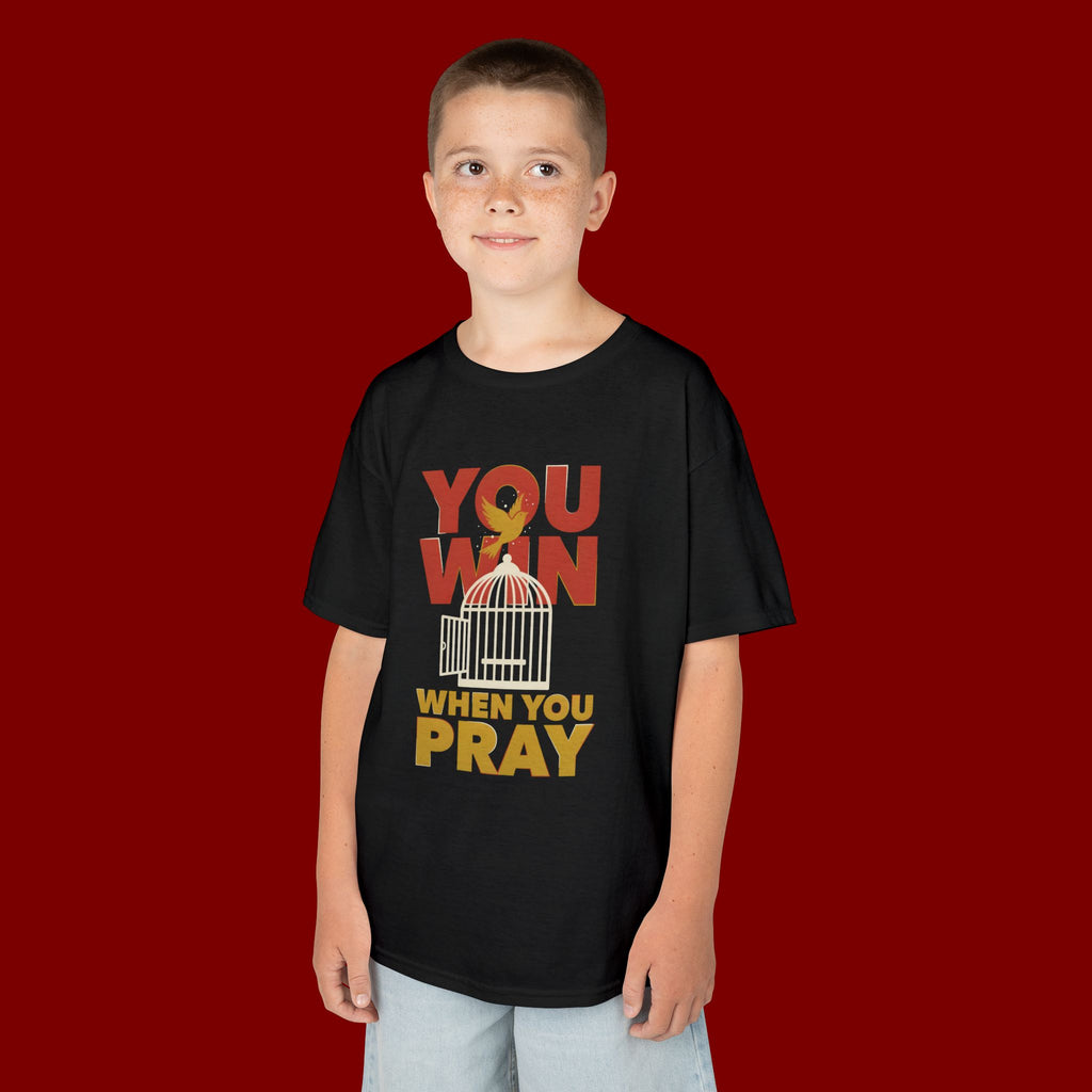 Kids Tee — "You Win When You Pray" Inspirational Christian Shirt