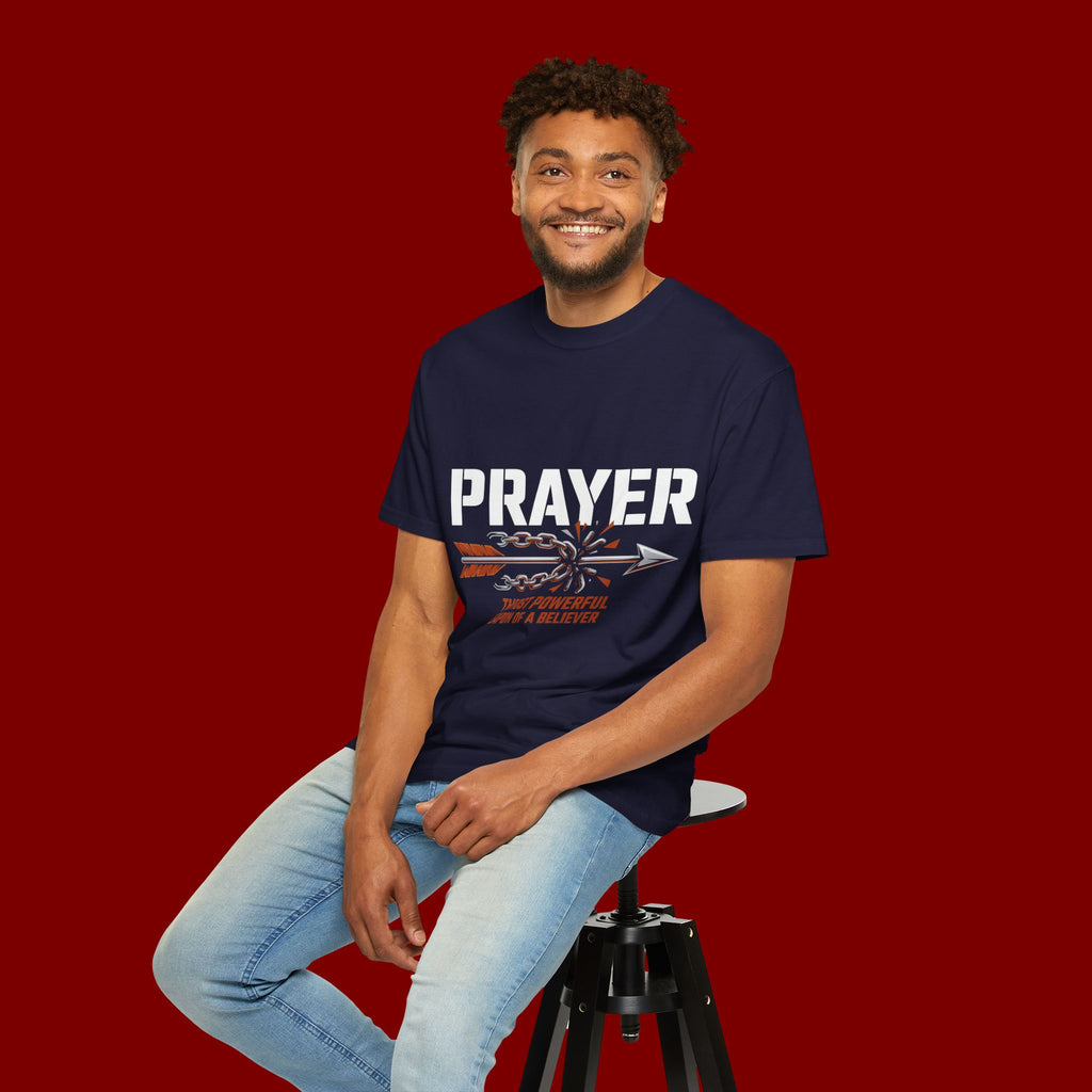 Prayer T-Shirt — Faith Arrow Graphic Tee ("Prayer: The Most Powerful Weapon")