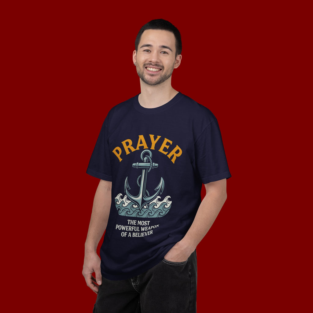 Prayer Anchor T-Shirt — "Prayer: The Most Powerful Weapon of a Believer" Christian Faith Tee