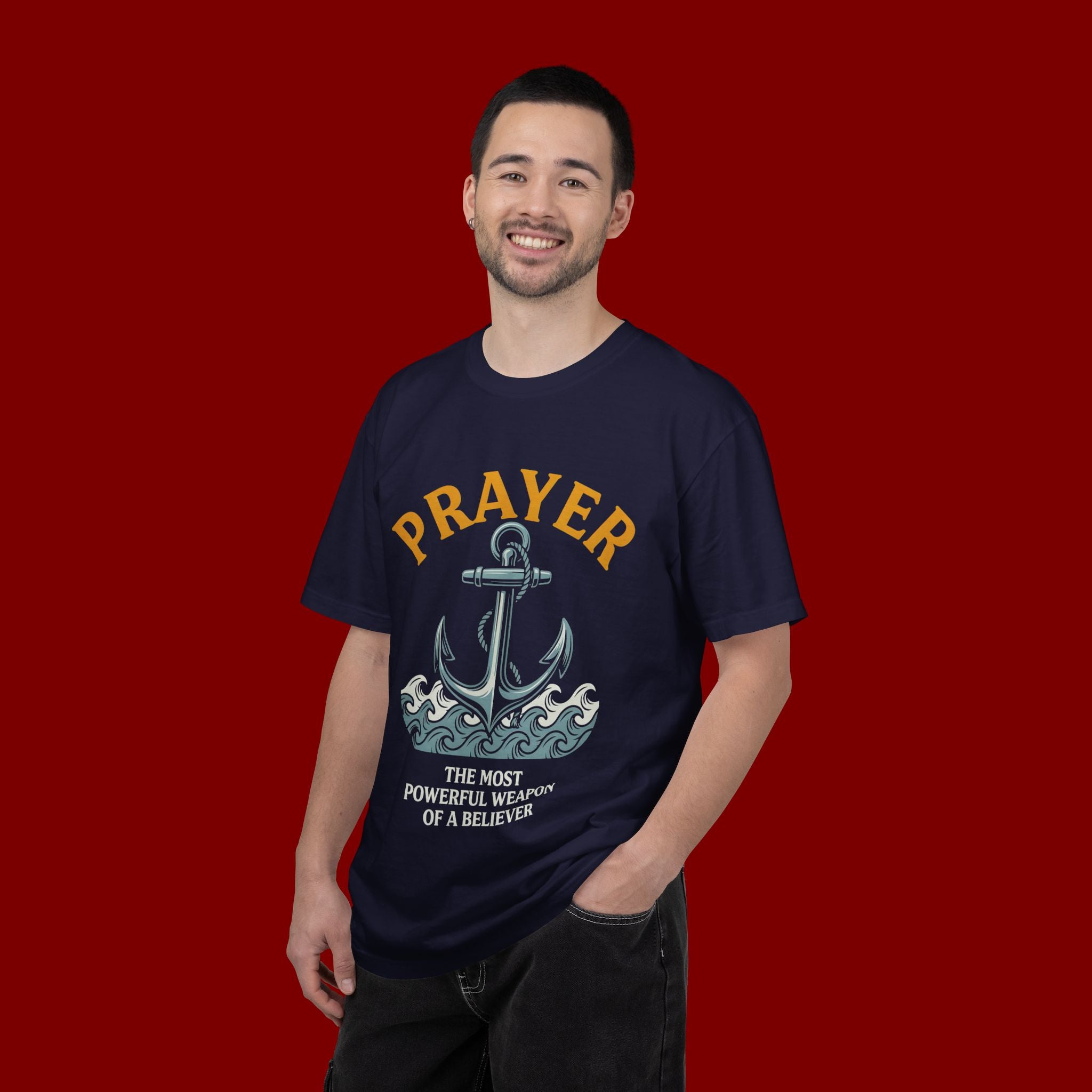 Prayer Anchor T-Shirt — "Prayer: The Most Powerful Weapon of a Believer" Christian Faith Tee