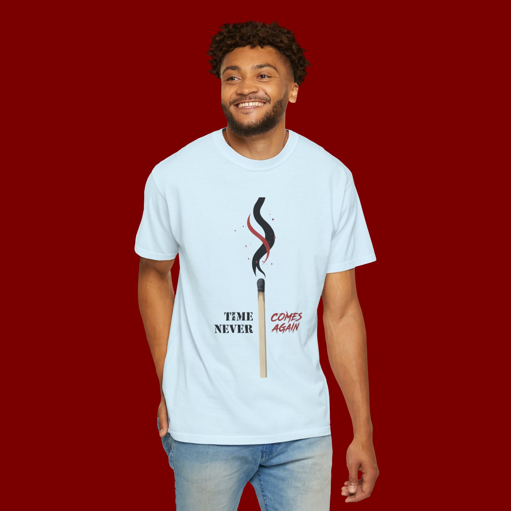Matchstick Graphic T-Shirt — “Time Never Comes Again” Vintage-Inspired Tee