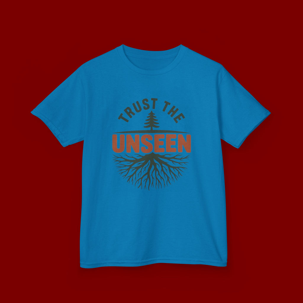 Kids T‑Shirt — "Trust the Unseen" Tree & Roots Inspirational Graphic