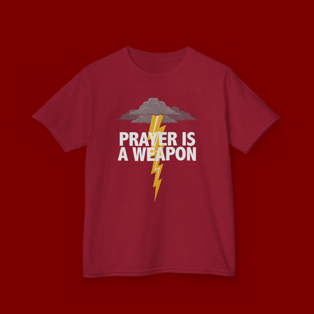 Kids Tee — "Prayer Is A Weapon" Lightning Graphic Christian Shirt