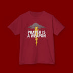 Kids Tee — "Prayer Is A Weapon" Lightning Graphic Christian Shirt