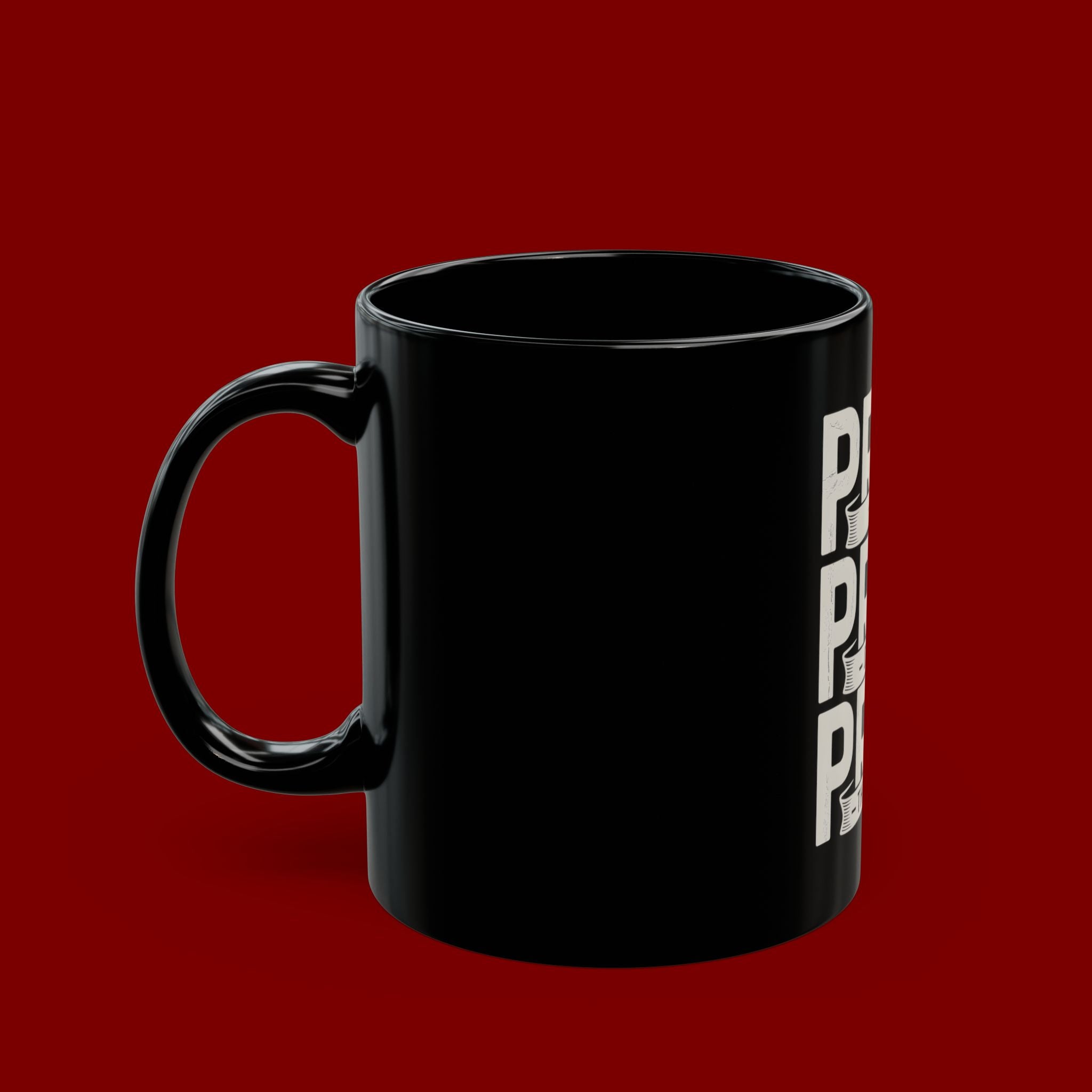 Pray On It, Pray Over It, Pray Through It Black Ceramic Mug — Inspirational Faith Coffee Cup (11oz/15oz)