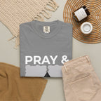 Pray & Never Give Up T-Shirt — Inspirational Christian Mountain Tee