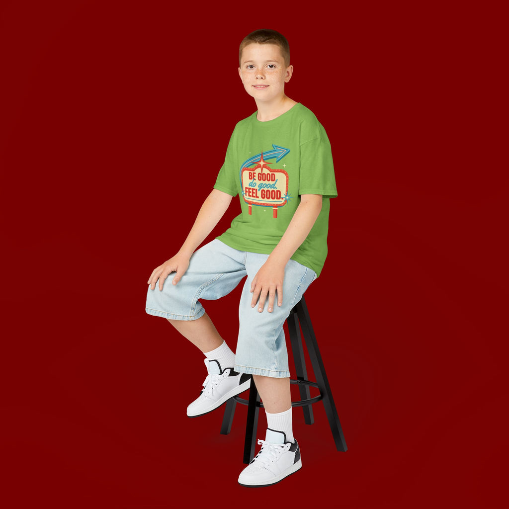 Kids Tee — Retro 'Be Good, Do Good, Feel Good' Positive Message Shirt